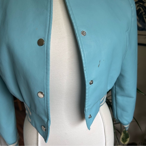 Daisy Varsity Jacket Custom Embroidered Red Heel BlueTurquoise Citch Small AS IS - Picture 3 of 8